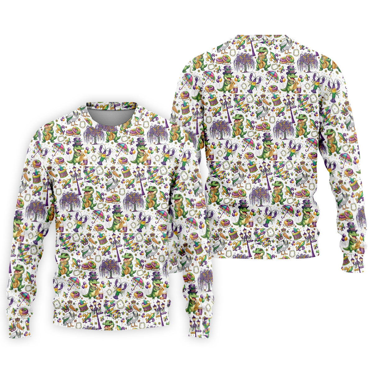 Mardi Gras Fleur De Lis Animal Band White Golf Shirt, Golf Tops For Men, Polo Shirt Men