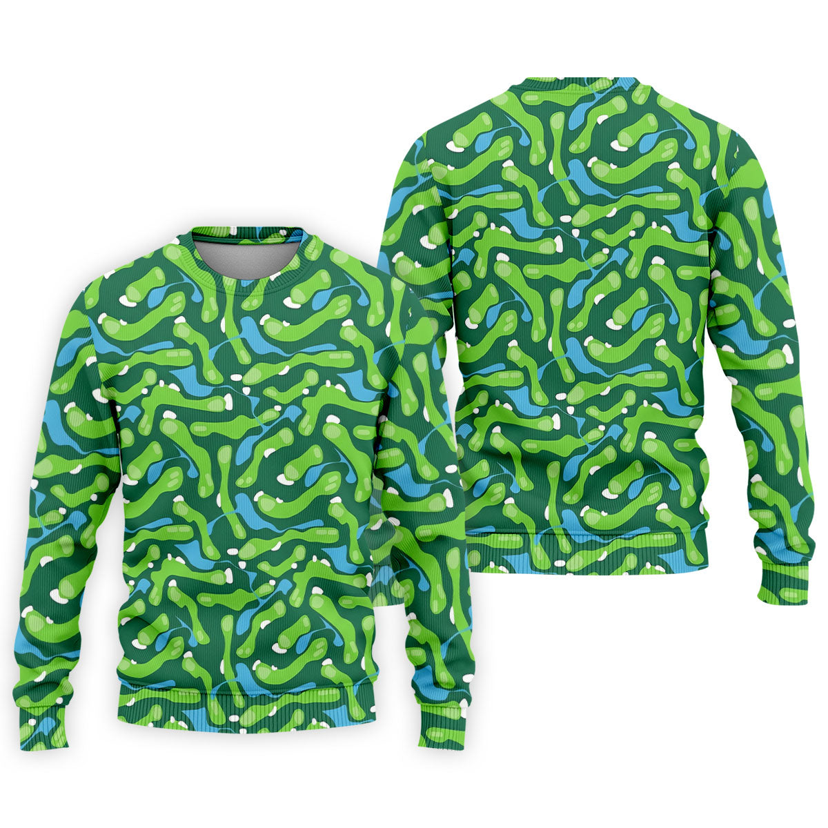 Golf Course Layout Golf Shirt, Fairway Water Hazard Pattern, Golf Shirt For Men