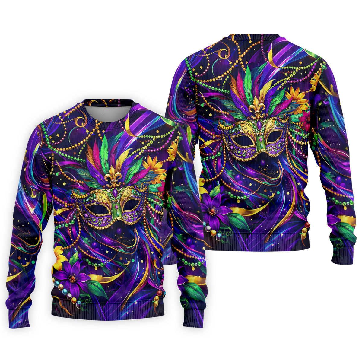 Mardi Gras Beads Ribbons Feather Masquerade Mask Print Golf Shirt, Golf Polo Shirtlf Tops For Men
