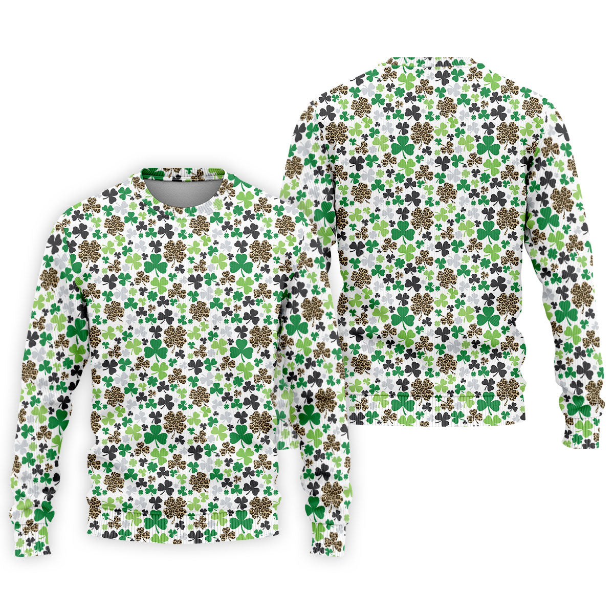 Leopard Pattern St Patrick's Day Shamrock Golf Shirt, Fun Golf Shirts For Men, Polo ShirtFor Men