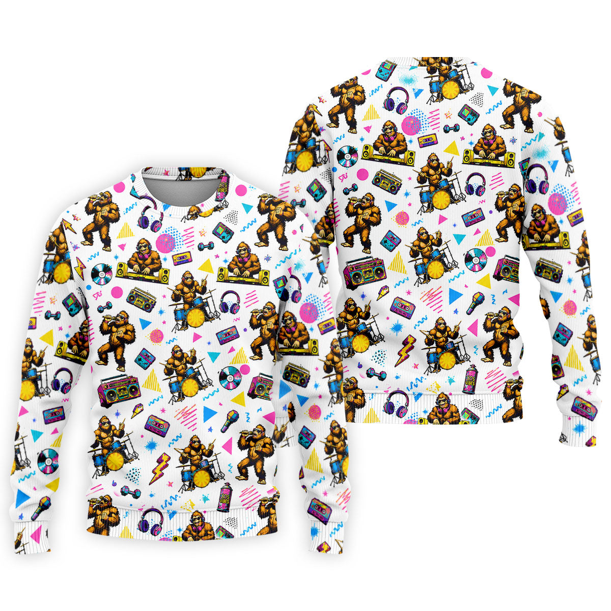 Bigfoot Party Memphis Pattern Retro Golf Shirt, Hawaiian Golf Shirt, Polo Shirtor Men