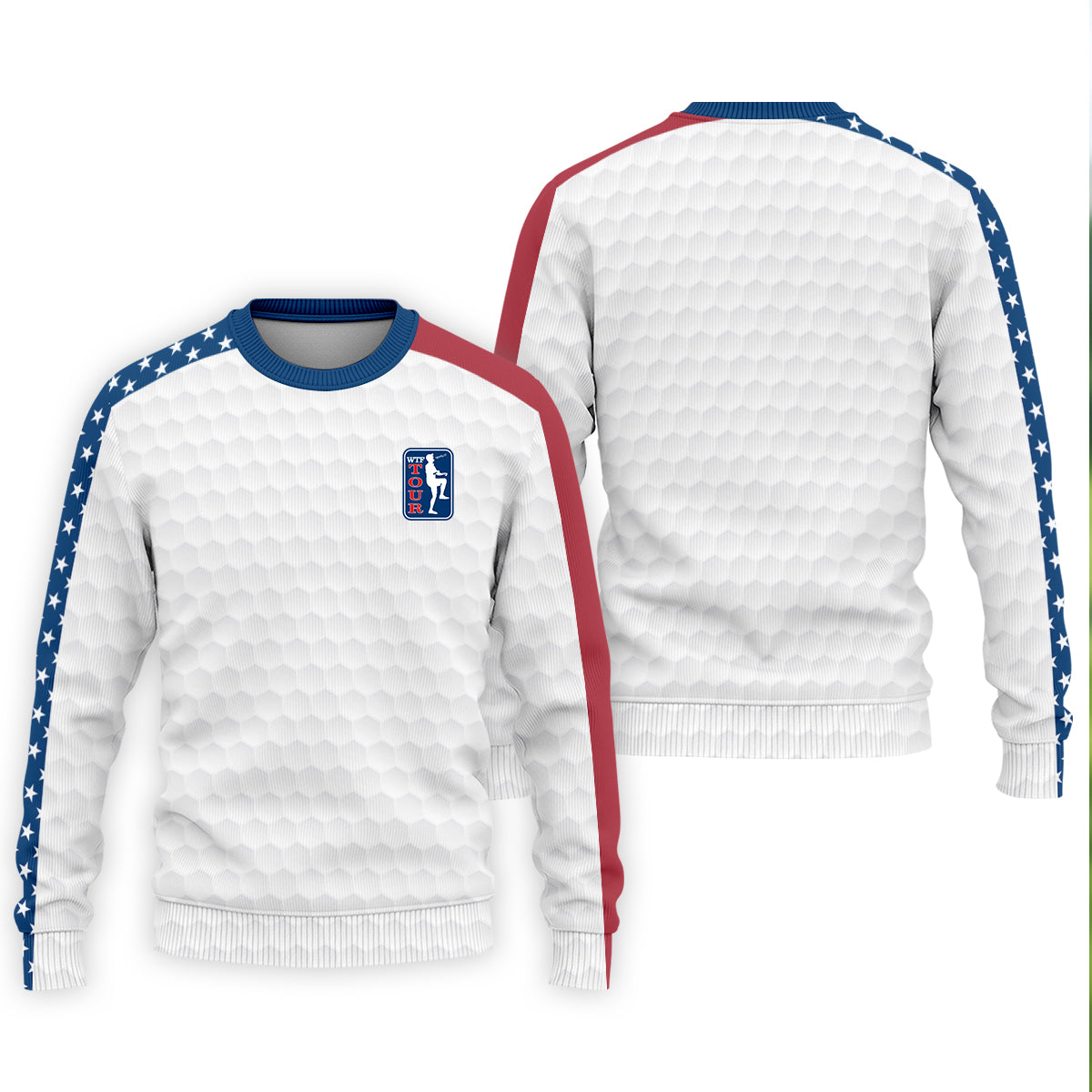 WTF Tour Angery Golfer Golf Ball Pattern Red White Blue Golf Shirts For Men, Polo Shirt Men
