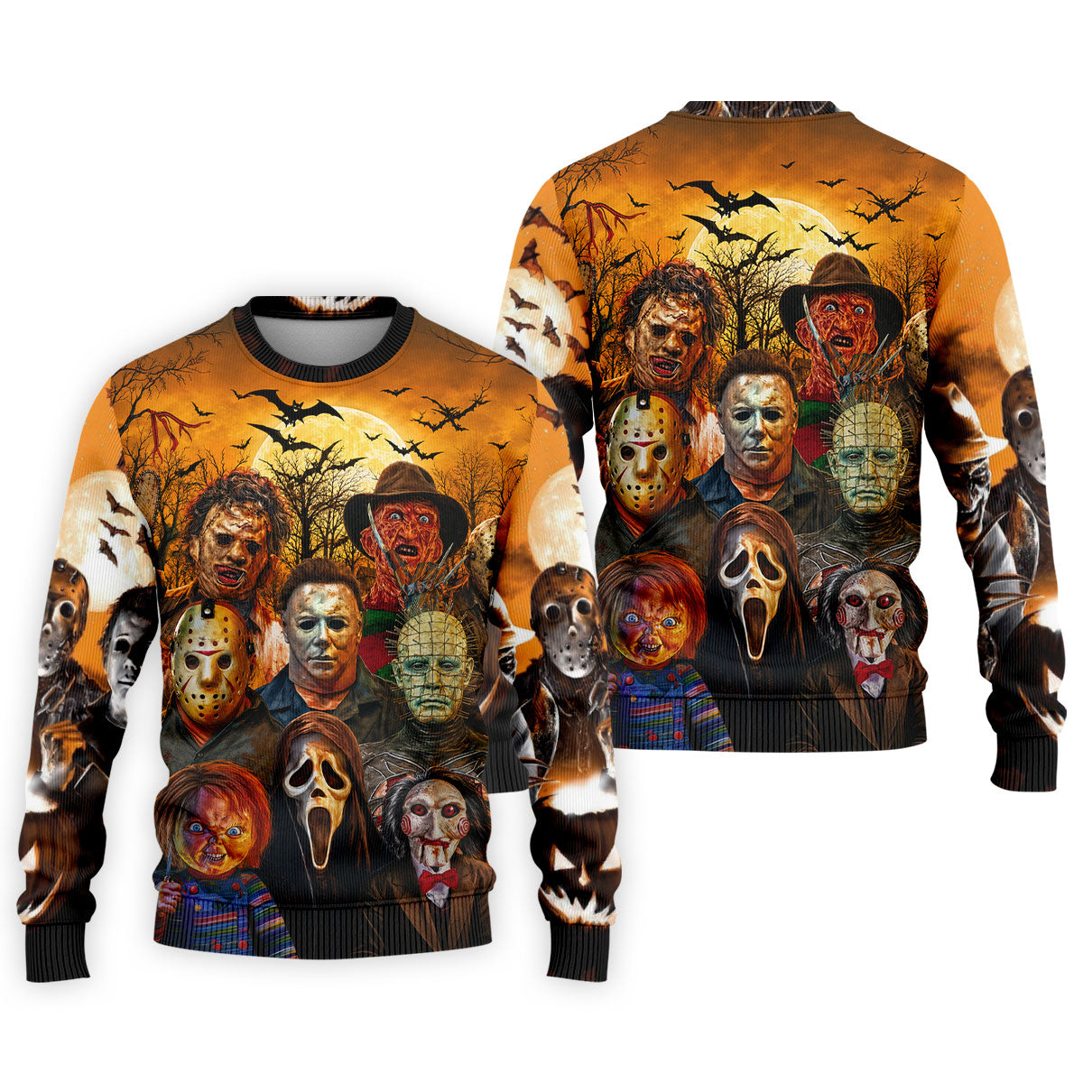 Halloween Horror Character Hawaiian Golf Shirt, Mens Golf Shirts, Golf Apparel For Men