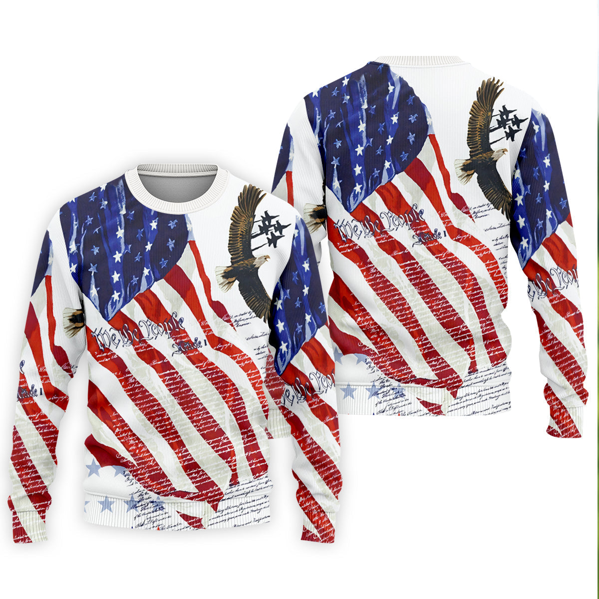 We The People Bald Eagle American Flag Golf Tops For Men, 250th Anniversary Patriotic Golf Shirt