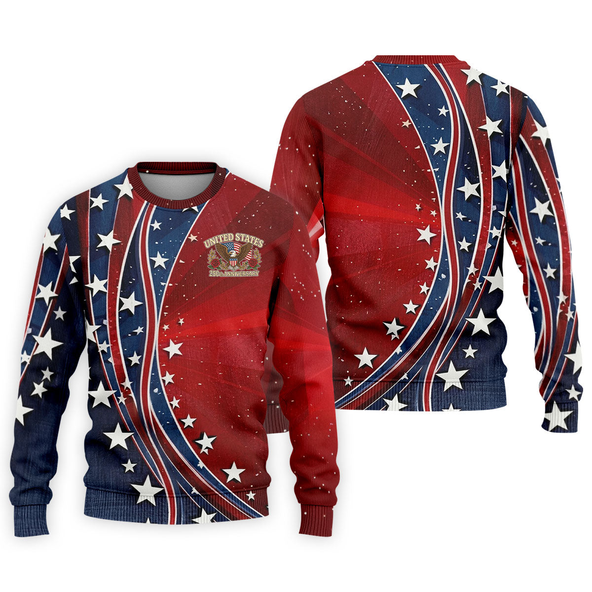 US 250th Anniversary Red White Navy Stars And Stripes Patriotic Golf Shirt, 4th Of July Golf Shirts For Men
