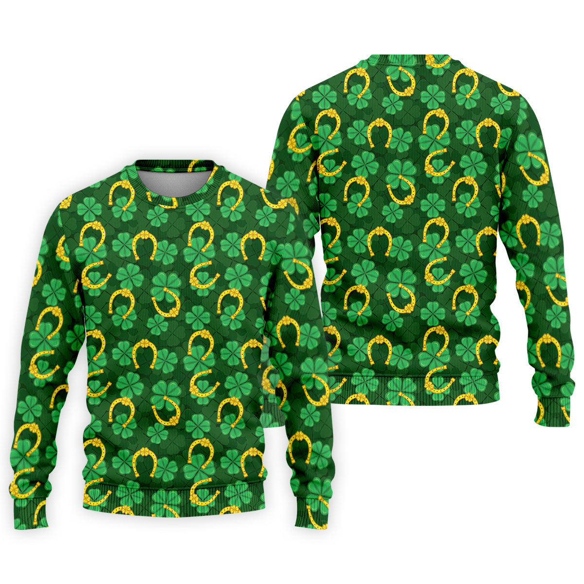 Four Leaf Clovers Golden Horseshoes St Patrick's Day Golf Shirt, Polo ShirtFor Men, Golf Shirts For Men