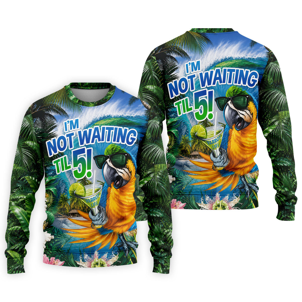 Parrot Life Not Waiting Til 5 Tropical Golf Shirt, Hawaiian Golf Shirt, Mens Golf Shirts, Golf Apparel For Men