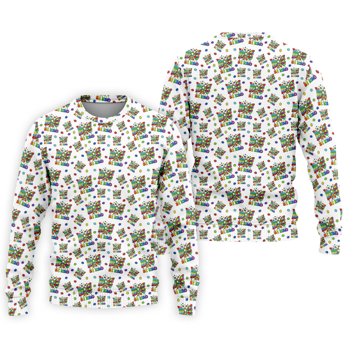 In A World Where You Can Be Anything Be Kind Rainbow Butterfly Autism Awareness White Golf Shirt, Golf Shirts For Men