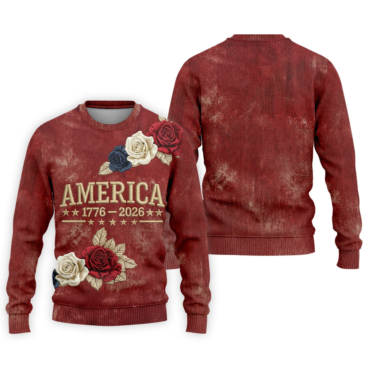 America 1776-2026 Patriotic Roses Vintage Golf Shirt, 250 Years 4th Of July Golf Shirts For Men