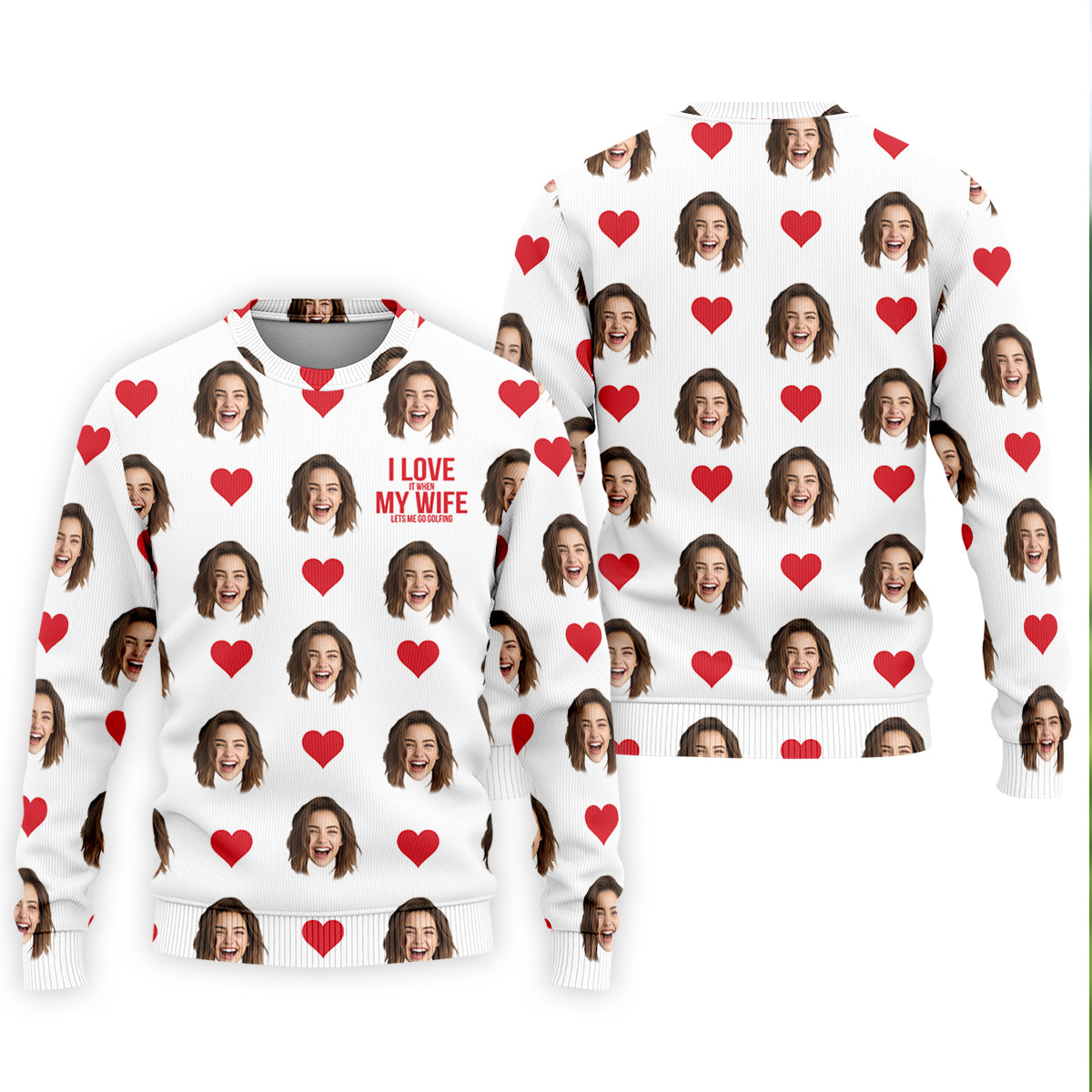 I Love It When My Wife Let Me Golfing Custom Photo White Golf Shirt, Valentines Golf Gift, Fun Golf Shirts For Men