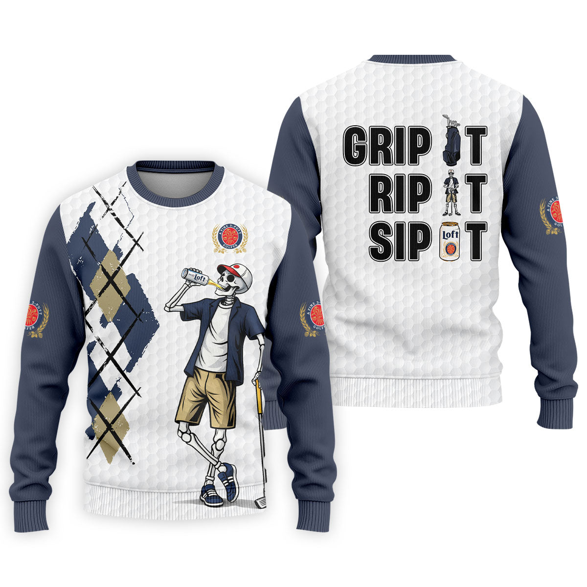 Funny Skeleton Golfer Drinking Beer Polo Shirt, Mens Golf Polo, Golf Apparel For Men