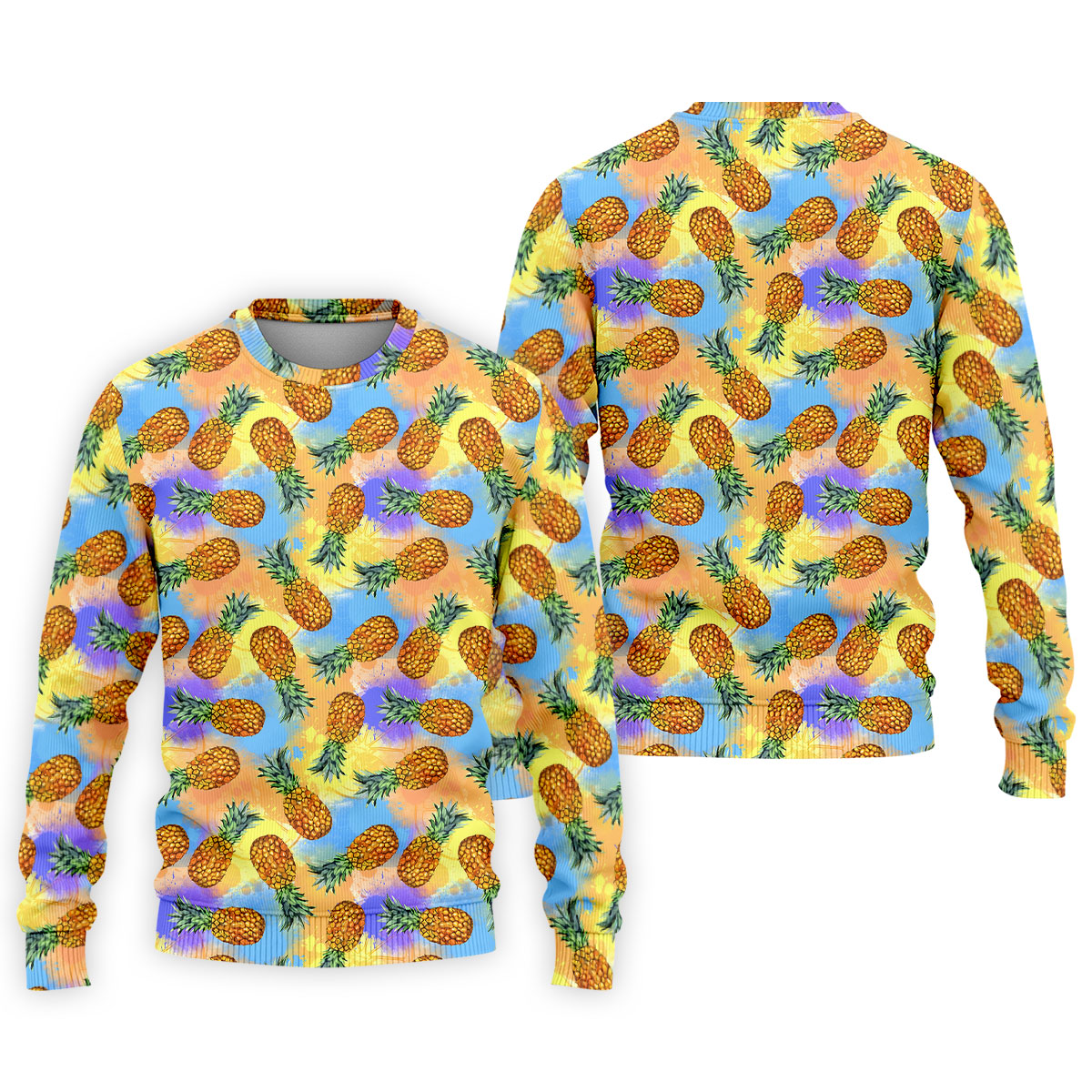Colorful Pineapple Tropical Pattern Golf Shirt, Mens Polo Shirt, Hawaiian Golf Shirt, Performance Golf Shirt