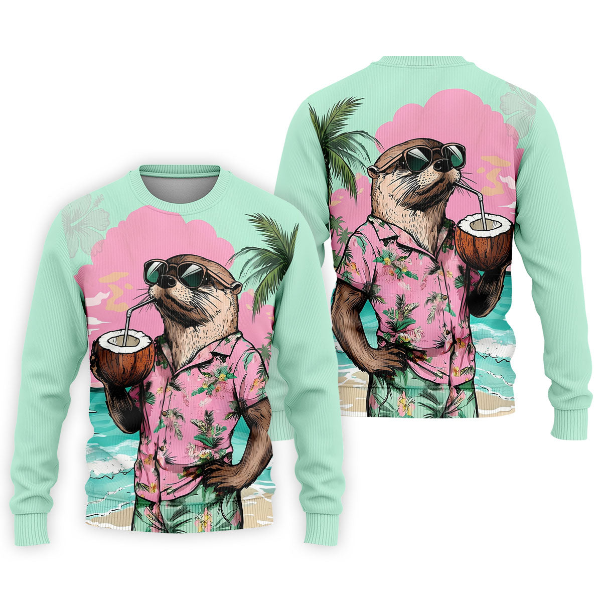 Funny Otter Tropical Summer Hawaiian Golf Shirt, Polo Shirtor Men, Golfing Apparel