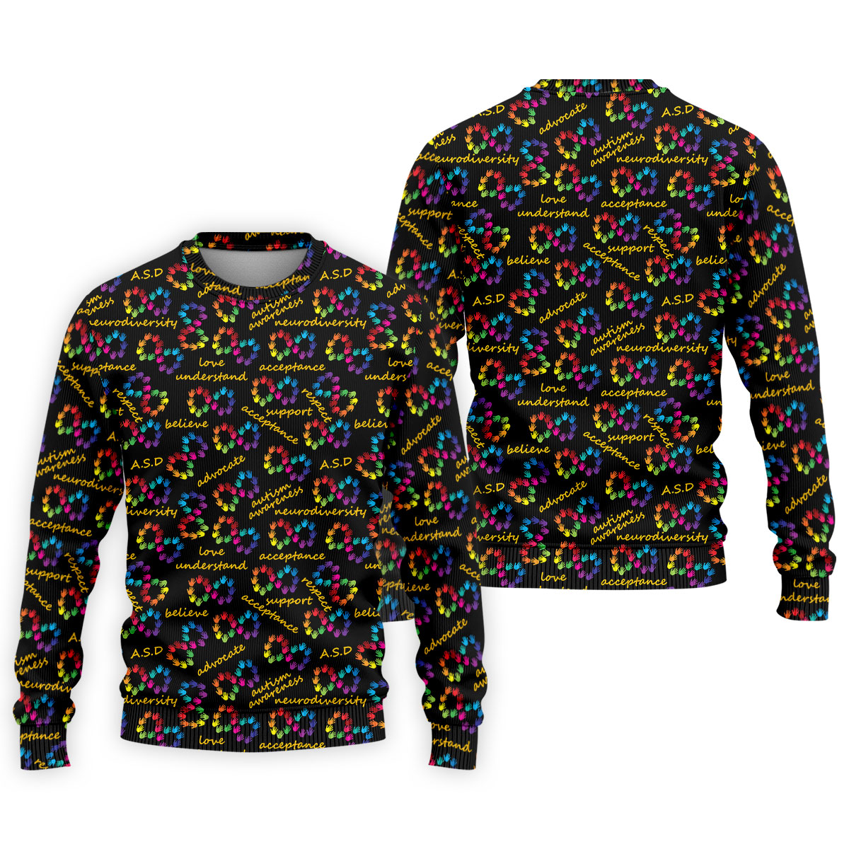 Rainbow Infinity Symbol Autism Awareness Colorful Handprint Golf Shirts For Men, Polo ShirtFor Men