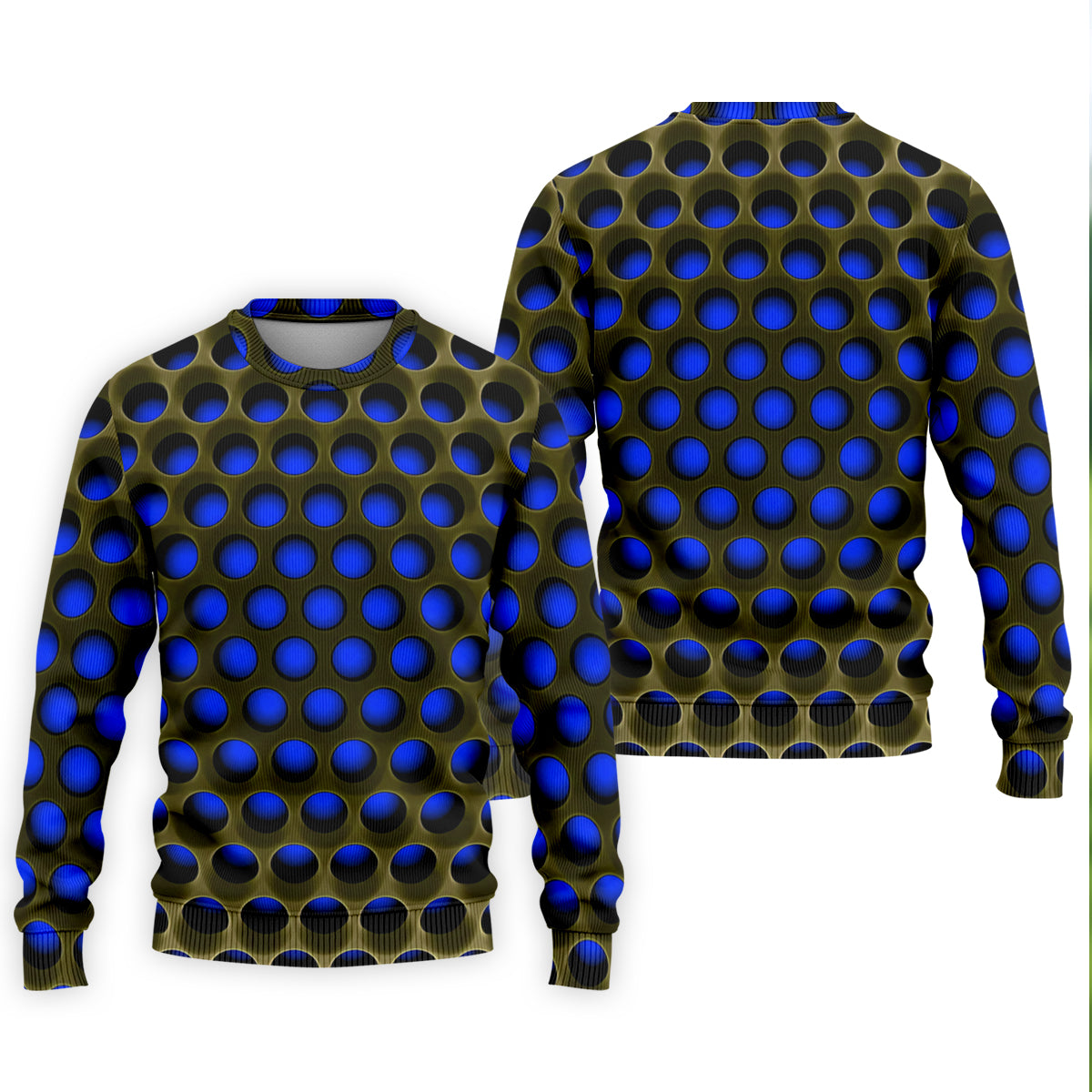 3D Effect Circular Pattern Navy Golf Shirt, Cool Golf Outfit, Men's Funny Golf Shirts, Polo ShirtFor Men