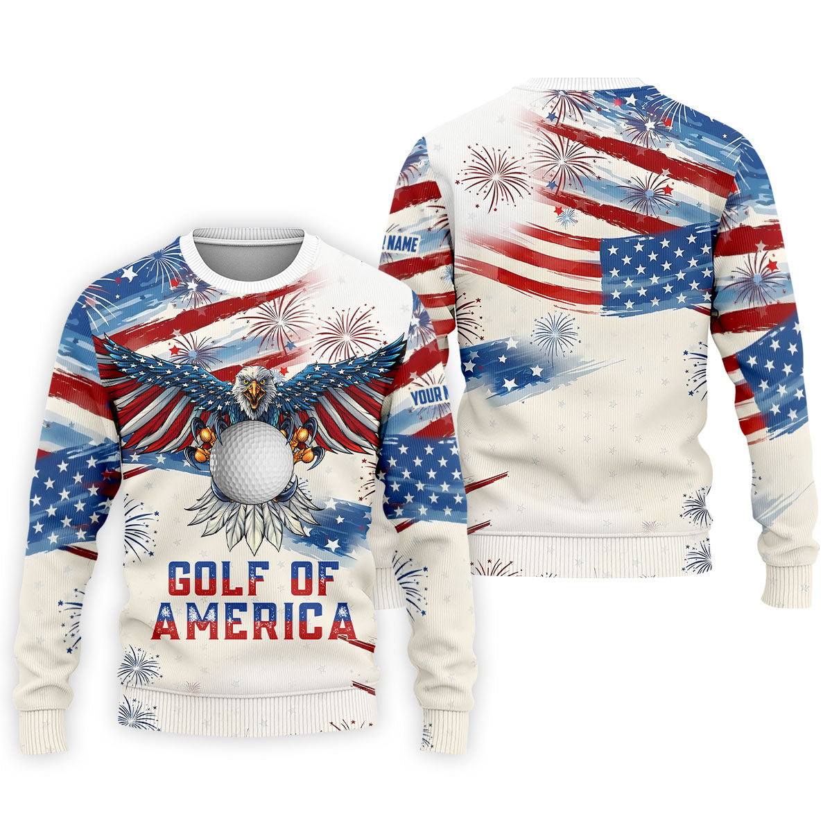 Golf Of America 250th Anniversary Red White Blue Brush Stripes Patriotic 4th Of July Golf Shirts For Men