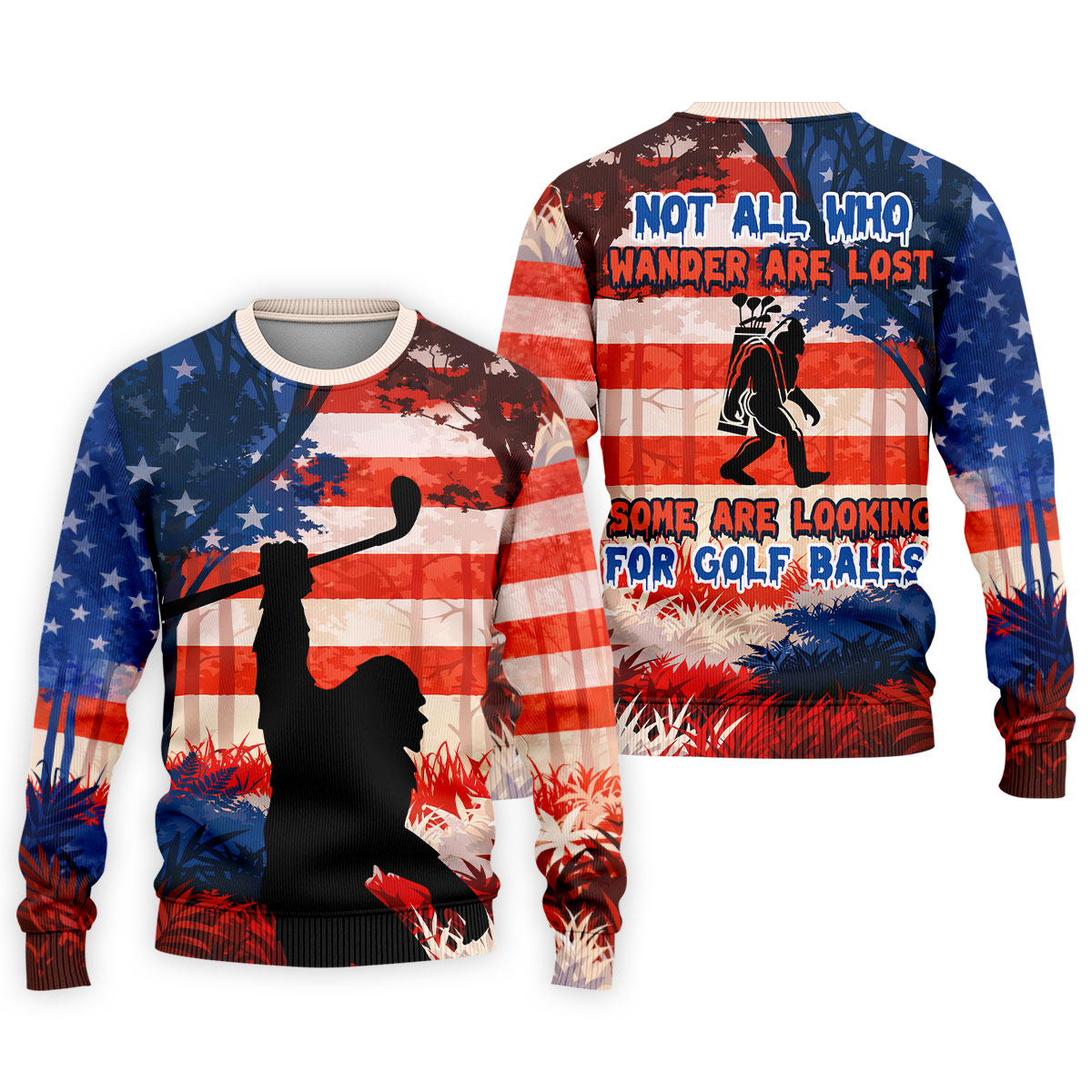 Not All Who Wander Are Lost Funny Bigfoot Golf Tops For Men, 250th Patriotic Golf Shirt, Polo Shirt Men