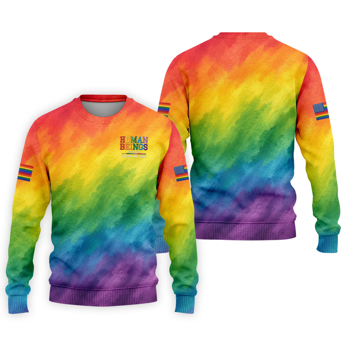Human Beings LGBT Rainbow Golf Tops For Men, LGBT Pride Month Gradient Watercolor Polo Shirt Men