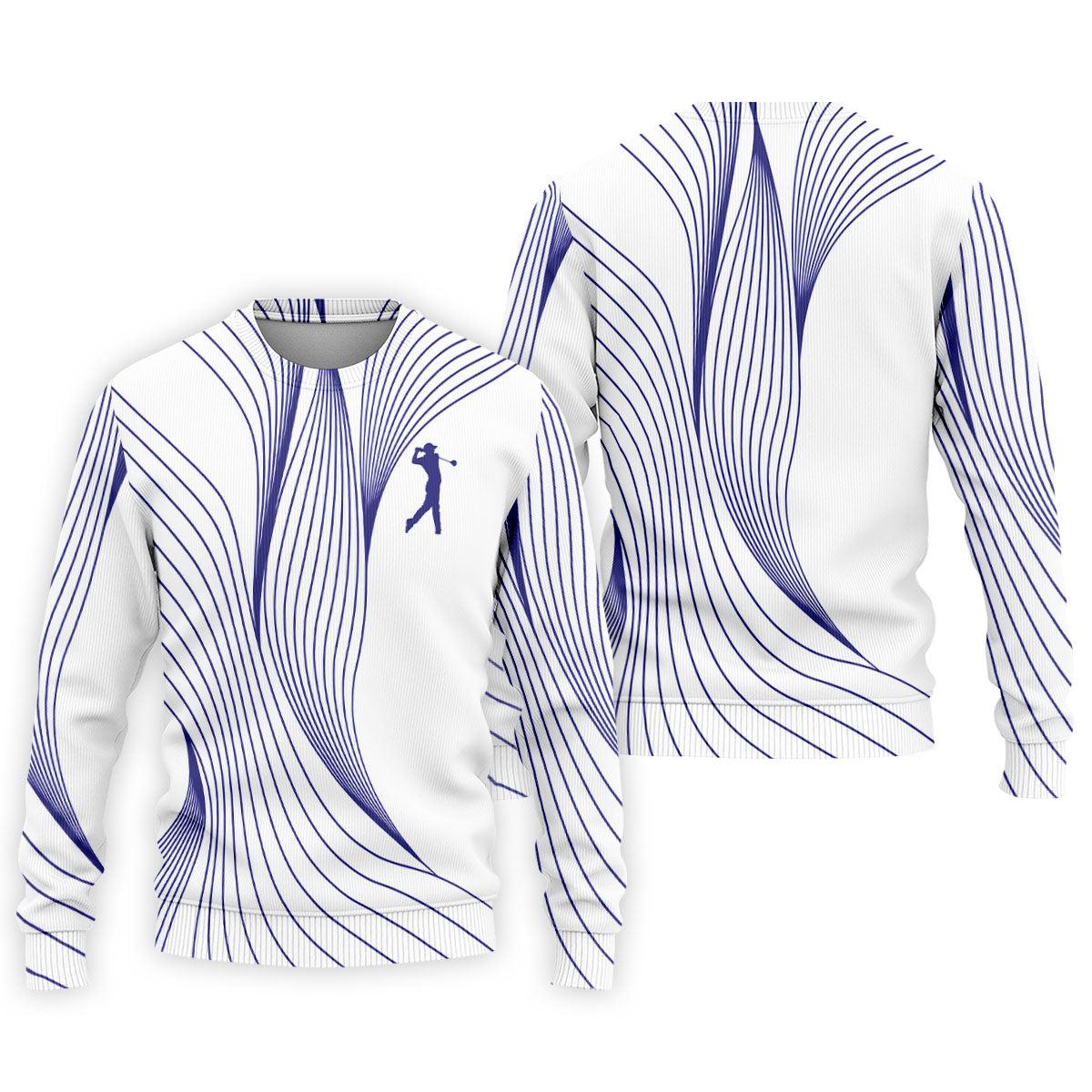 Geometric Line Wavy Line Purple And White Golf Shirts For Men, Men's Golf Shirt, Polo Shirt Men