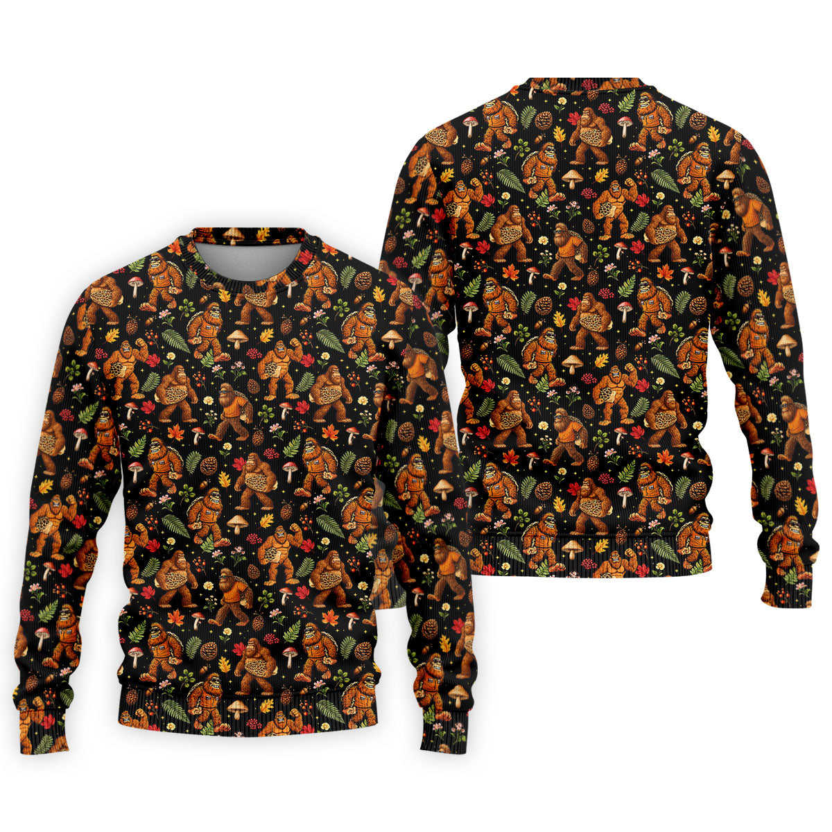 Autumn Bigfoot Forest Pattern Polo Shirt, Mens Golf Apparel, Hawaiian Golf Shirt, Printed Golf Shirts