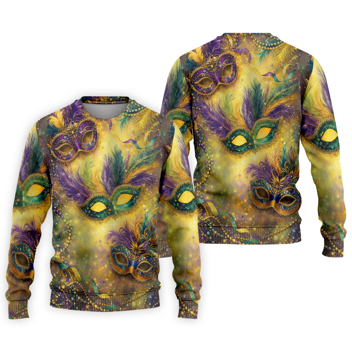 Masquerade Mask Beads Chain Sparkling Effect Mardi Gras Golf Shirt, Polo ShirtFor Men, Golf Shirts For Men