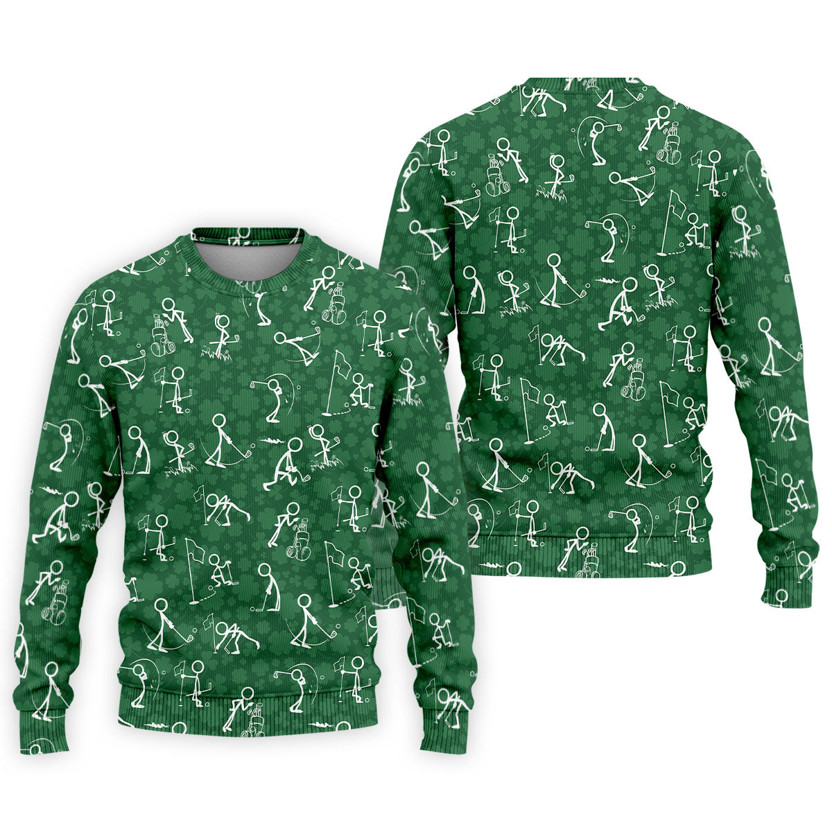 Stick Figure Golf Pose Shamrock Golf Shirt, St Patrick's Day Golf Tops For Men, Polo ShirtFor Men