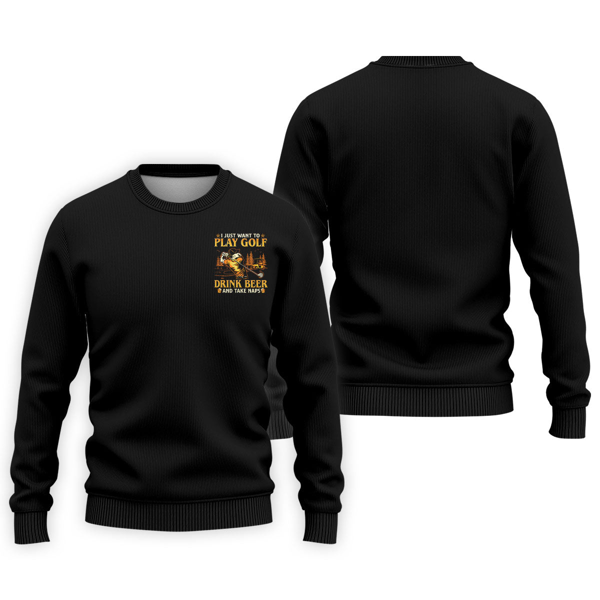 I Just Want To Play Golf Drink Beer And Take Naps Black Golf Shirt, Men's Funny Golf Shirts