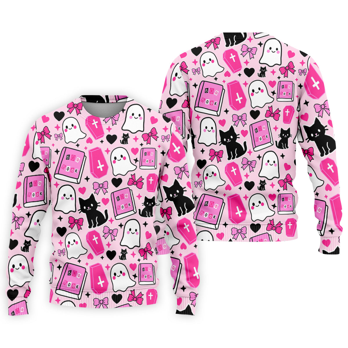 Halloween Boo And Cat Coquette Pink Golf Tops For Men, Fun Golf Shirts For Men, Polo ShirtFor Men