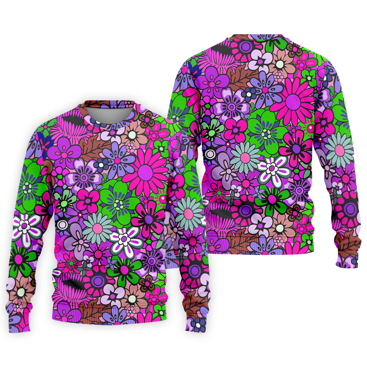 Pink Purple Retro Flower Power Golf Shirt, Mens Polo Shirts, Hawaiian Golf Shirt, Printed Golf Shirts