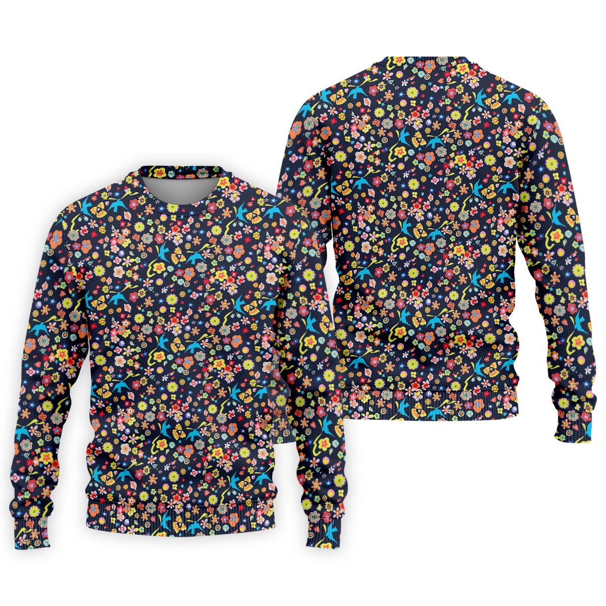 Colorful Floral Bird Garden Golf Shirt, Mens Golf Polo, Printed Golf Shirts