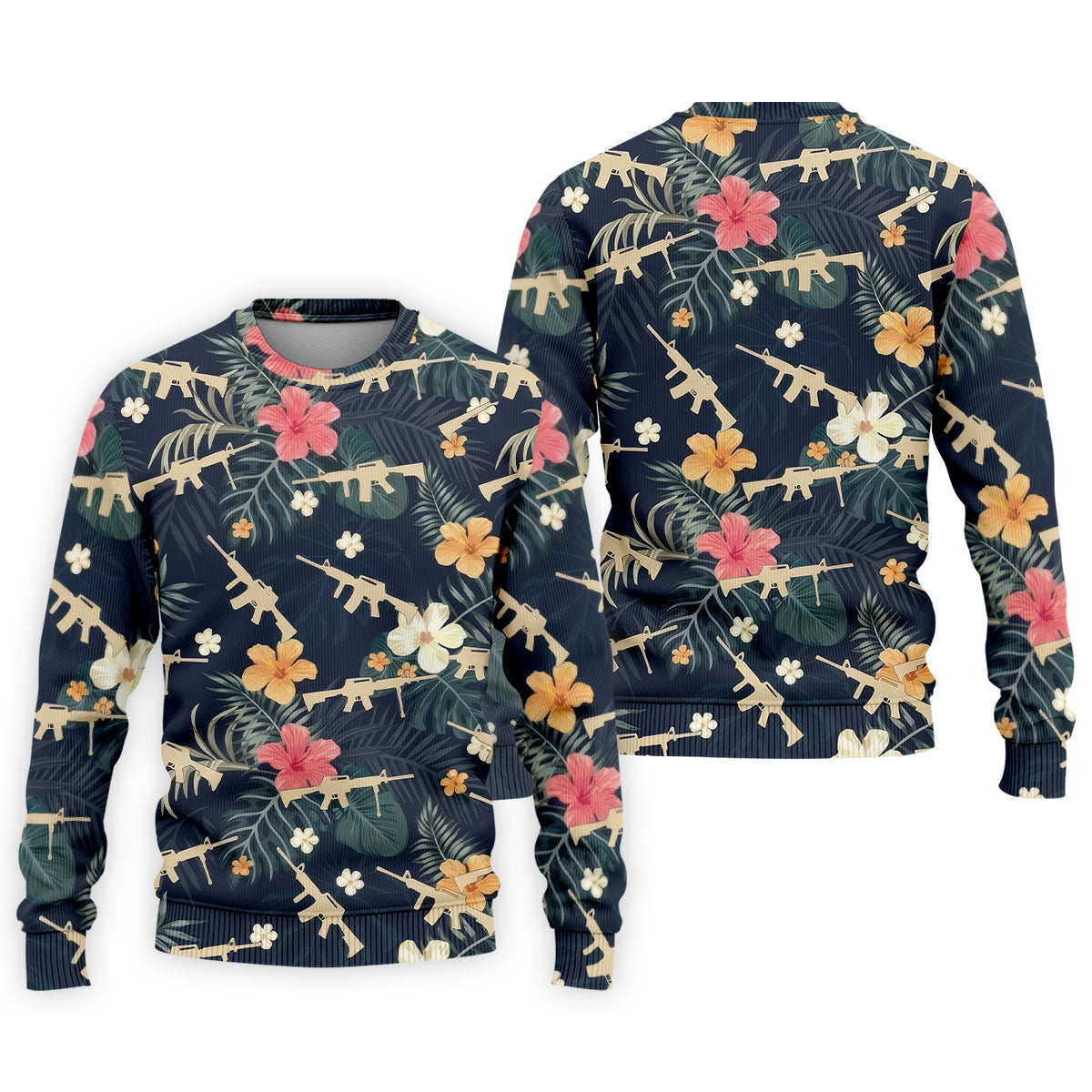 Colorful Hibiscus With Army Theme Golf Shirts For Men, Polo ShirtFor Men, Golfing Apparel
