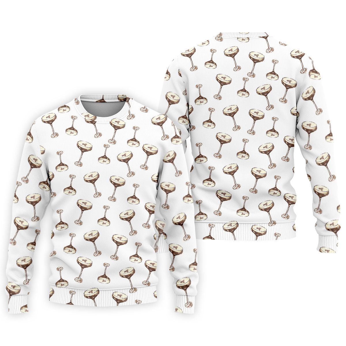 Expresso Martini Doodle Seamless Pattern Hawaiian Golf Shirt, Polo Shirt Men