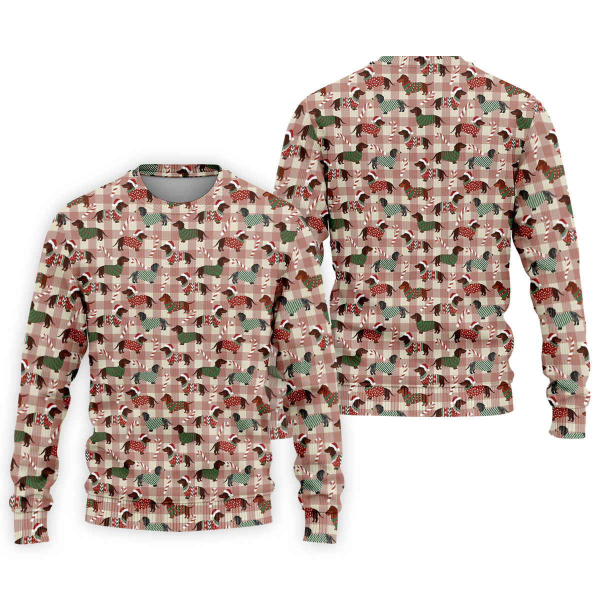 Christmas Dachshund Pink Checkered Golf Tops For Men, Christmas Golf Shirt, Polo Shirtor Men