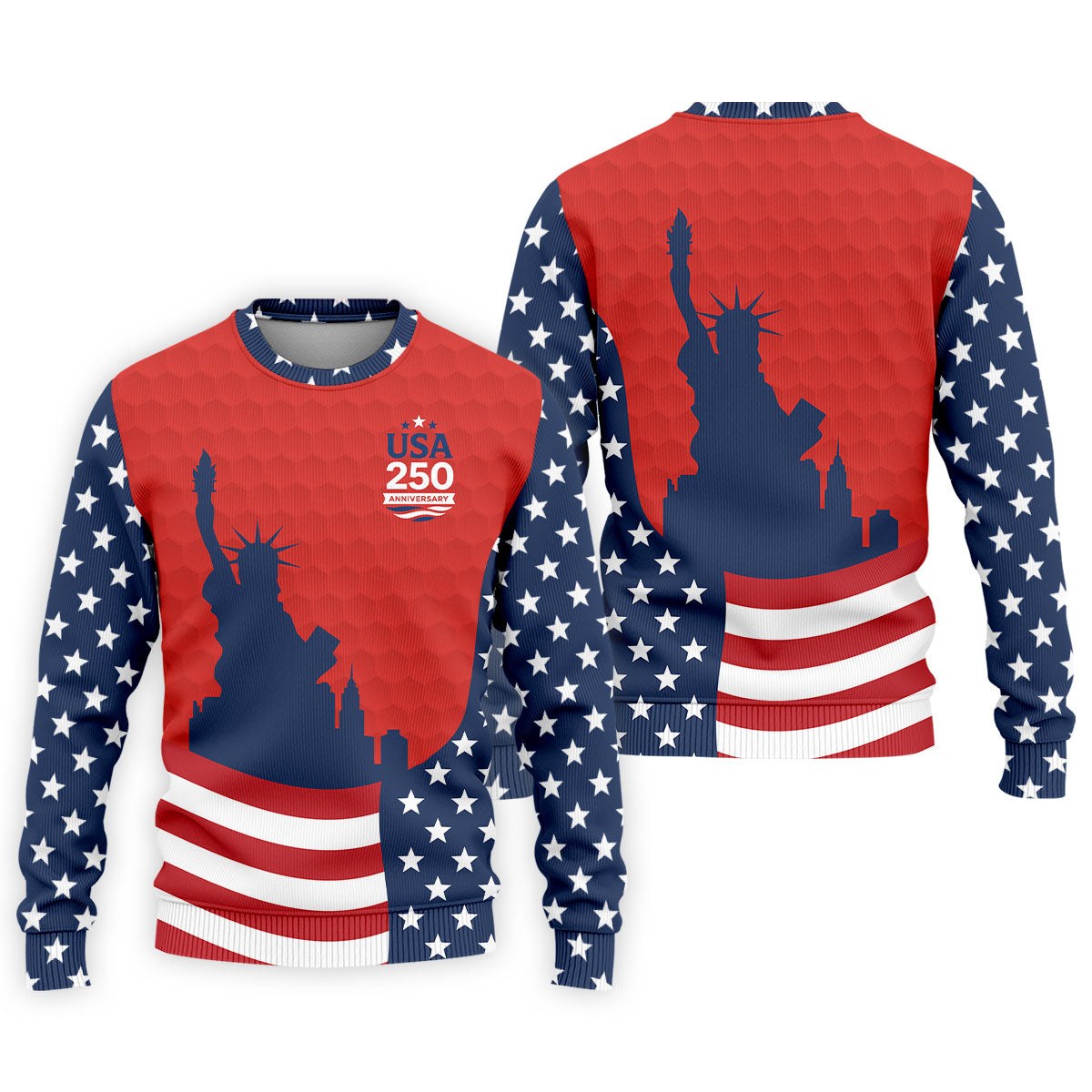 USA 250 Anniversary Statue Of Liberty Red Golf Shirt, Patriotic Golf Shirt, 4th Of July Golf Shirts For Men