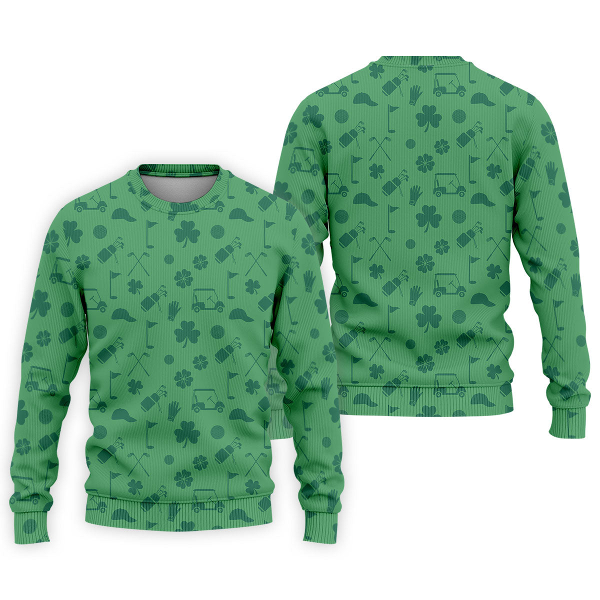 Dark Green Golf Items Seamless Pattern St. Patrick’s Day Shamrock Golf Shirt, Golf Shirts For Men