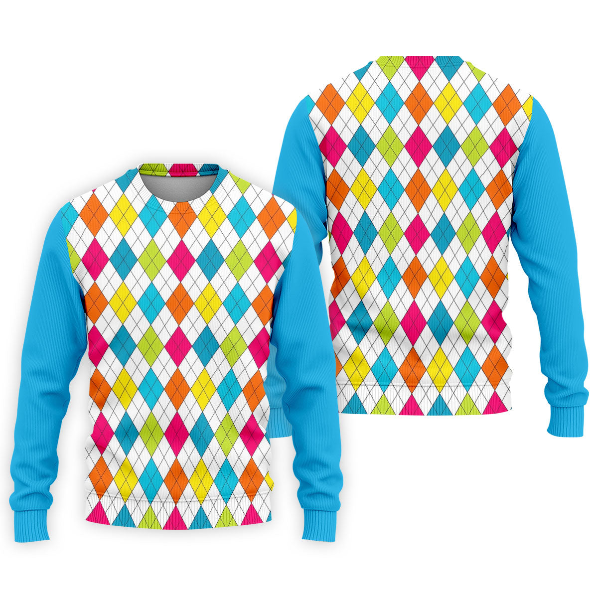 Retro Argyle Diamond Checkered Golf Shirt, Mens Golf Polo, Printed Golf Shirts