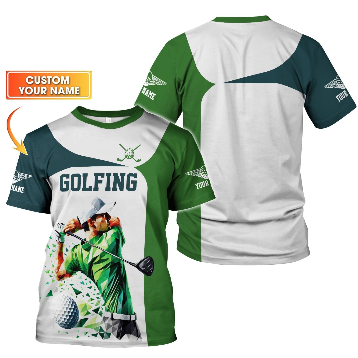Low-Poly Golf Man, Custom Golfing Men's Golf Polo ShirtGolf Apparel, Mens Golf Gift