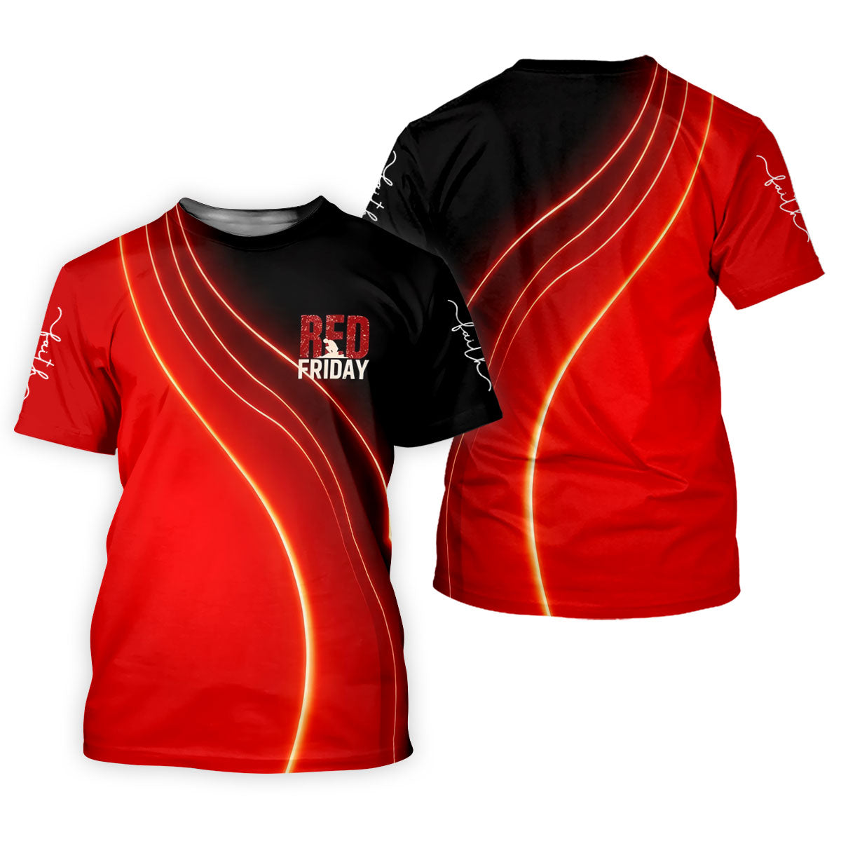 Red Friday Red Black Gradient Faith 4th Of July Golf Shirt, 250 Years Polo Shirt Men