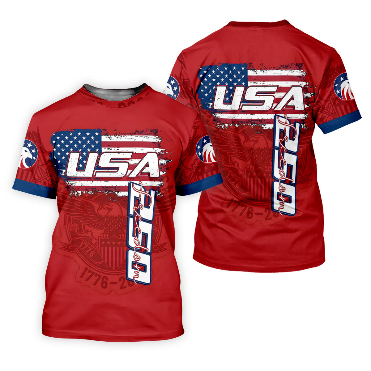 USA 250 Freedom Flag And Bald Eagle Ladies Golf Tops, Patriotic 4th Of July Golf Shirt For Women