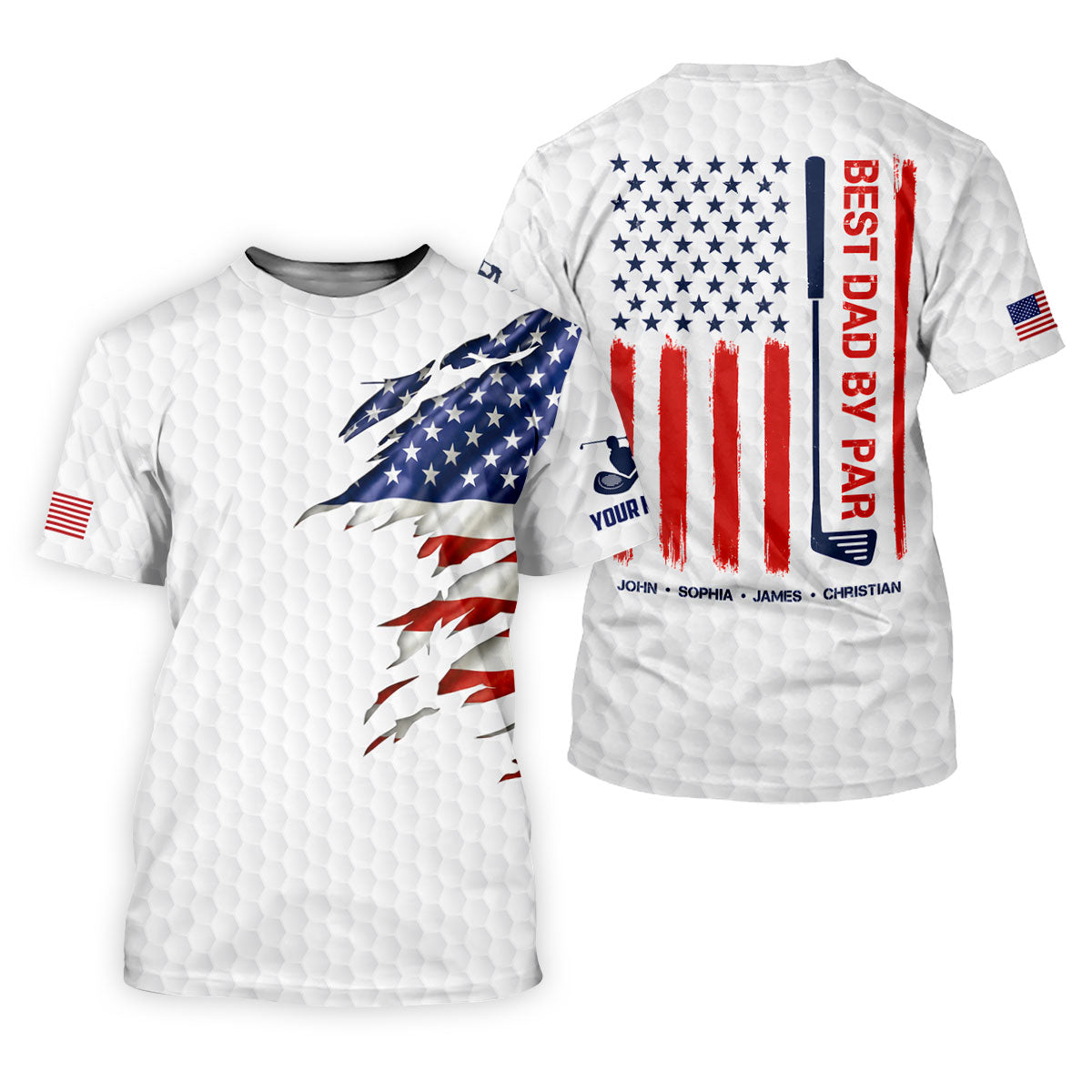 Best Dad By Par Patriotic Golf Shirt, US Flag Golf Shirt For Dad, Golf Tops For Men, Father's Day Golf Gift