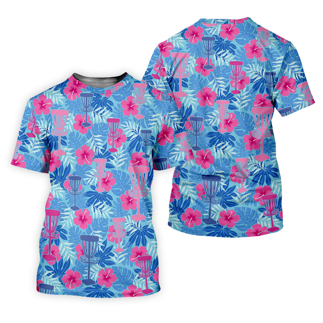 Blue Hibiscus Disc Golf Polo Shirt, Golf Tops For Women, Women’s Golf Polo