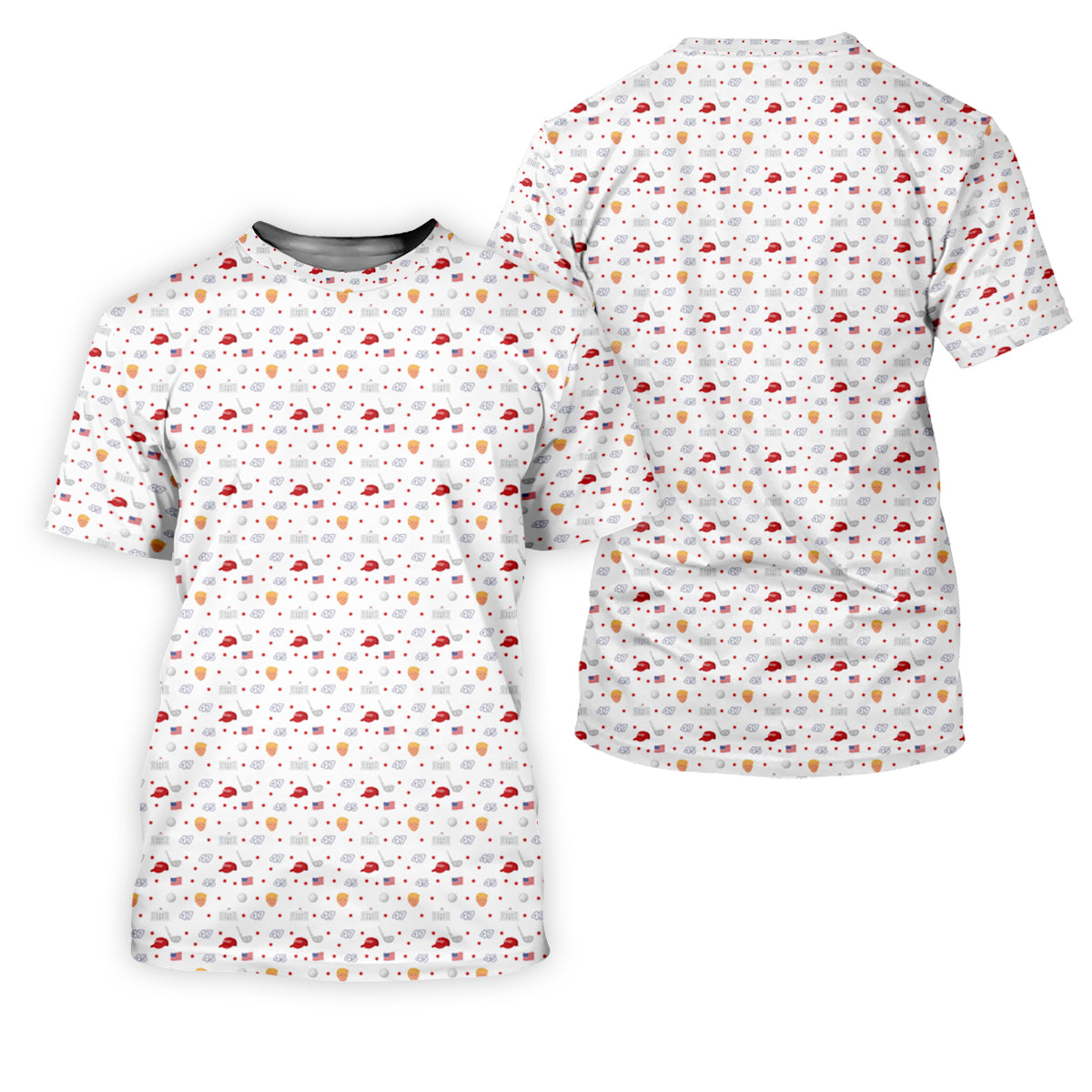45 47 US Flag Pattern White Golf Shirt, Funny Golf Shirt, Women's Golf Tops, Ladies Golf Shirts