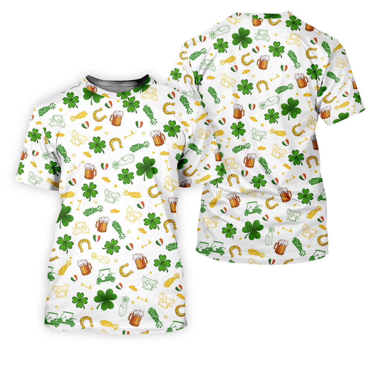St Patrick's Day Beer Golden Horseshoes Shamrock Golf Shirt, Polo ShirtFor Men, Golf Shirts For Men