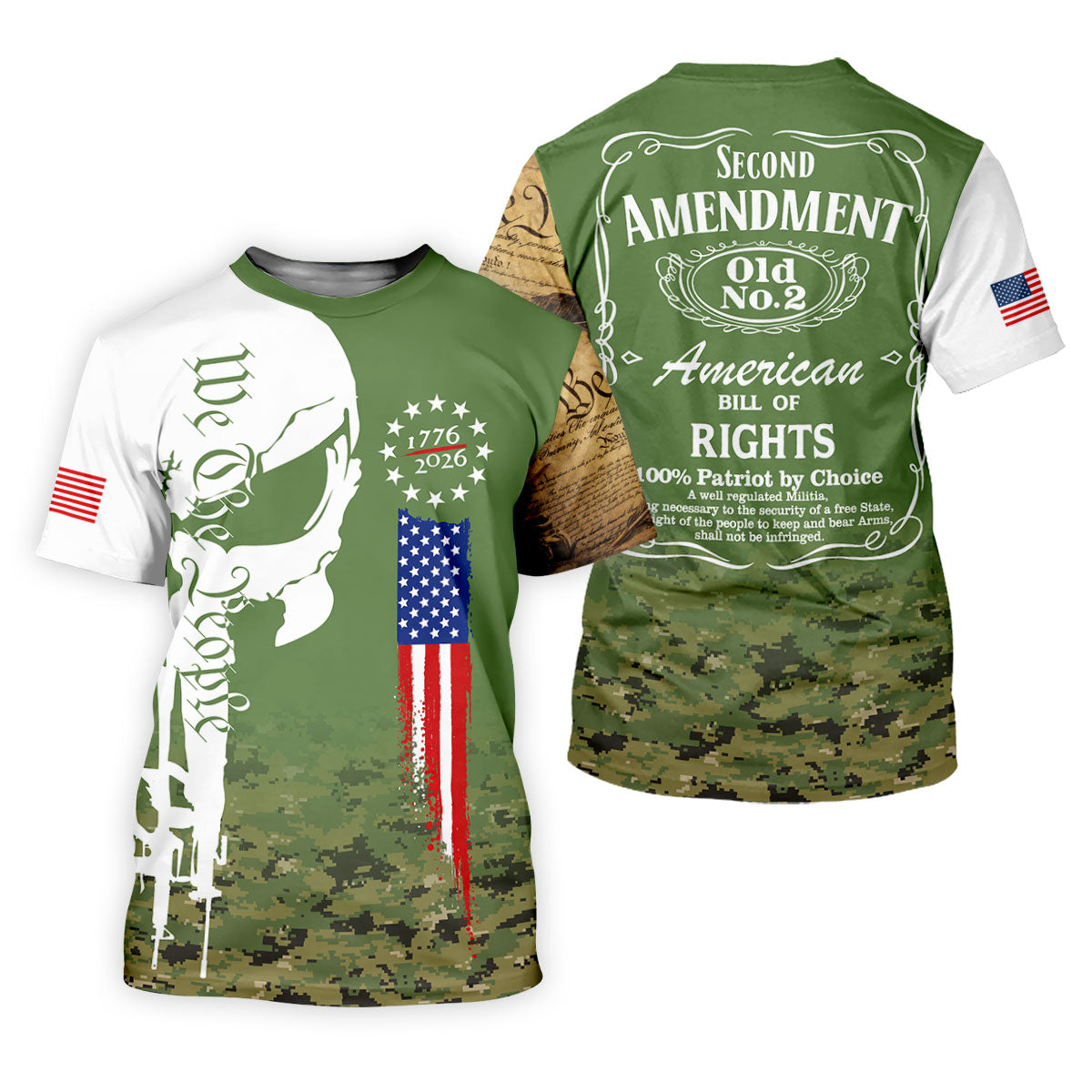American Bill Of Rights Father's Day Camo Golf Shirt, 250 Years 4th Of July Polo Shirt Men
