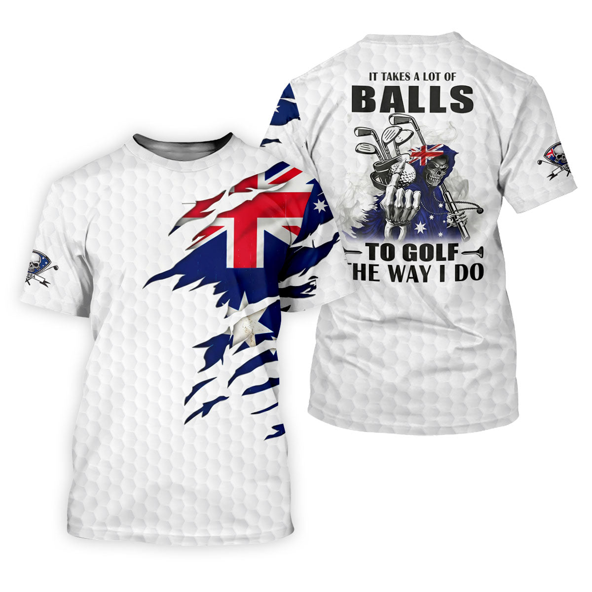 It Takes A Lot Of Ball To Golf The Way I Do Australia Flag Print Men's Golf Top, Golf Shirts For Men