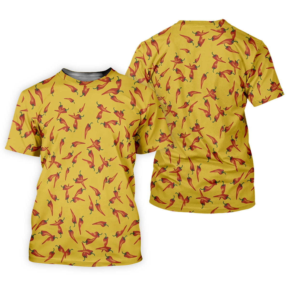 Red Chilli Yellow Hawaiian Golf Shirt, Summer Vibe Golf Shirts For Men, Polo Shirtor Men