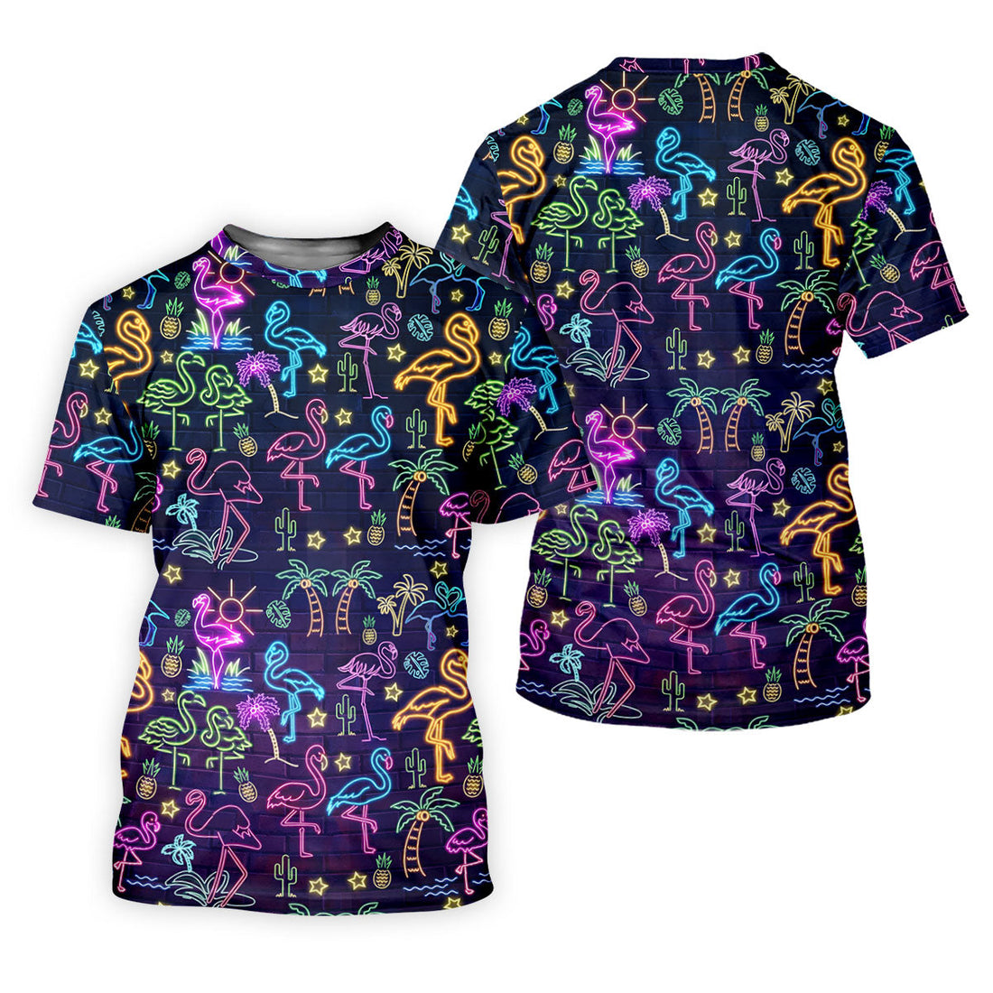 Neon Flamingo Tropical Night Golf Shirt, Golf Polo Shirts For Men, Hawaiian Golf Shirt, Mens Golf Apparel