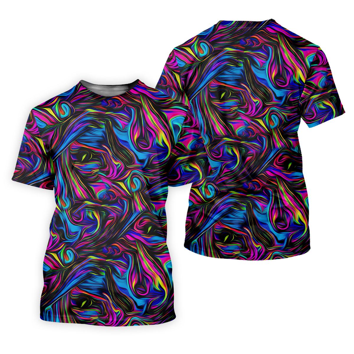 Vibrant Neon Liquid Marble Abstract Golf Shirt, Women’s Golf Tops, Women’s Golf Apparel