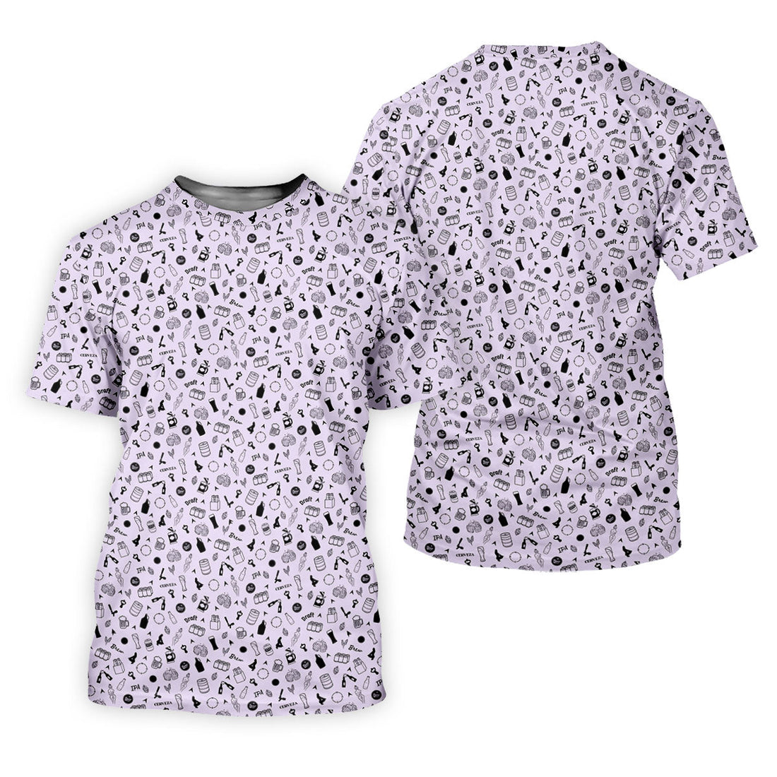 Light Purple Beer Brewing Icons Pattern Polo Shirt, Women’s Golf Apparel, Performance Golf Shirt