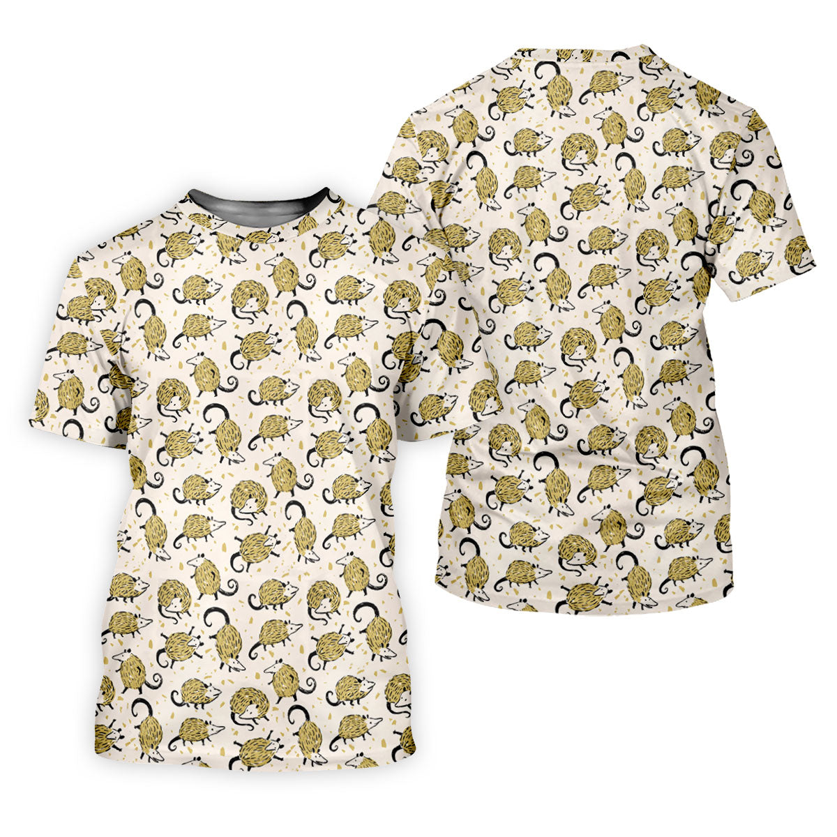 Cute Opossum Seamless Pattern Golf Tops For Men, Cute Golf Outfit, Polo Shirtor Men